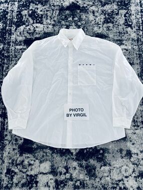 Marni White Cotton Button-Down Poplin Shirt New Without Tags Size L (44)
